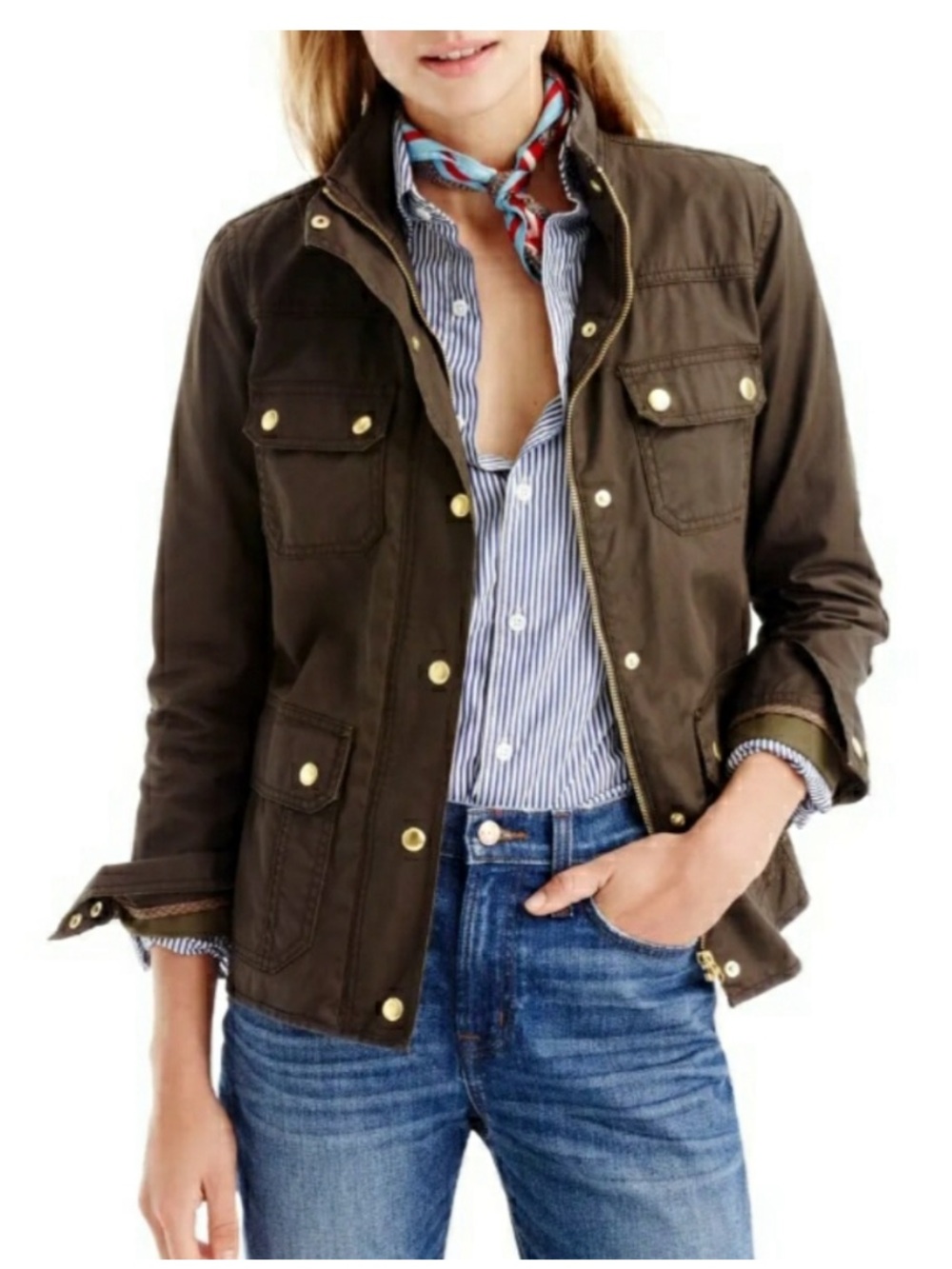 J.Crew Downtown Field Jacket Mossy Green Utility Military Jacket XS